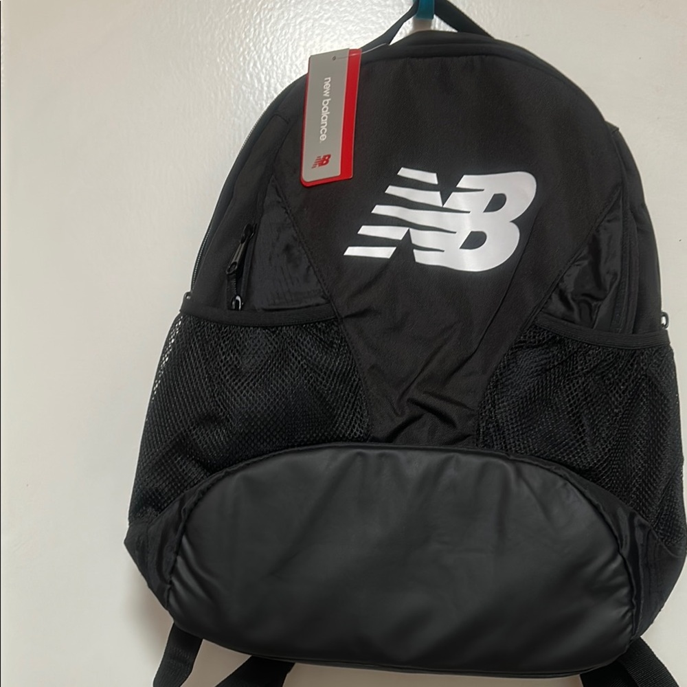 New Balance Black and Silver Backpack with Durable Design